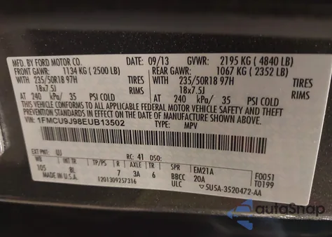 2014 Ford Escape Titanium from USA, damaged, VIN 1FMCU9J98EUB13502